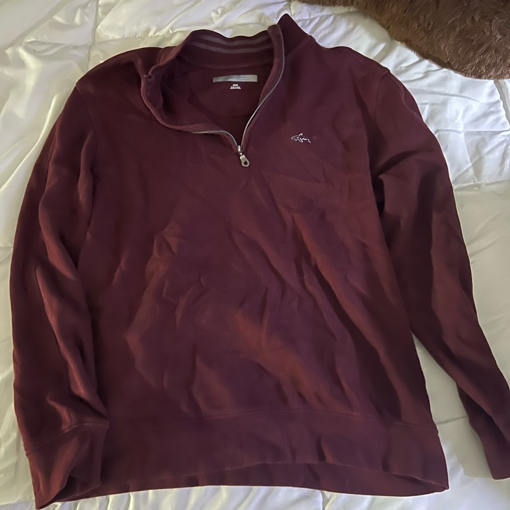 Greg Norman red pullover 1/3 zip.